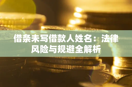 武汉借条未写借款人姓名：法律风险与规避全解析