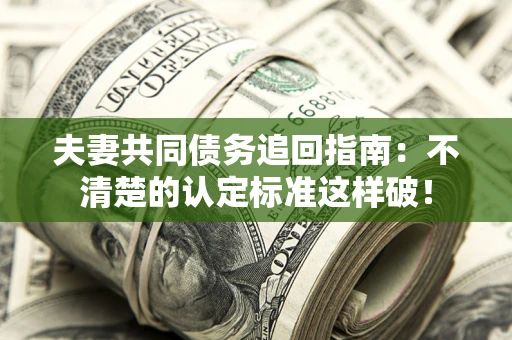 武汉夫妻共同债务追回指南：不清楚的认定标准这样破！